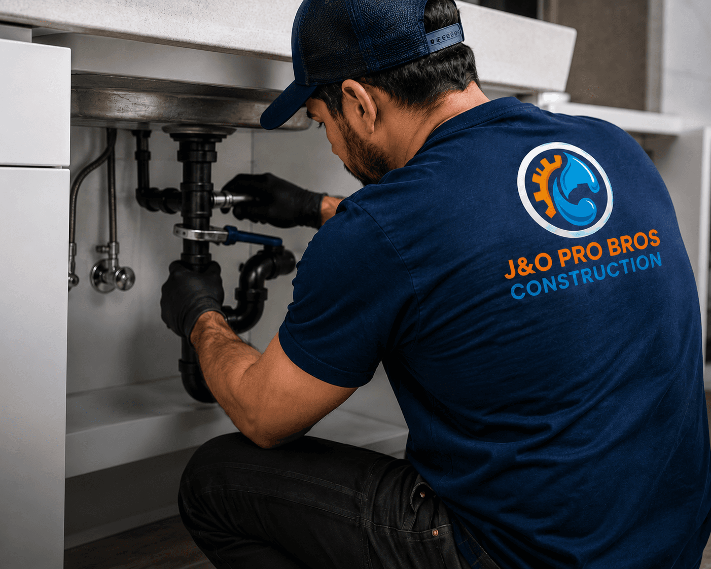 J&O Pro Bros Construction plumber at work